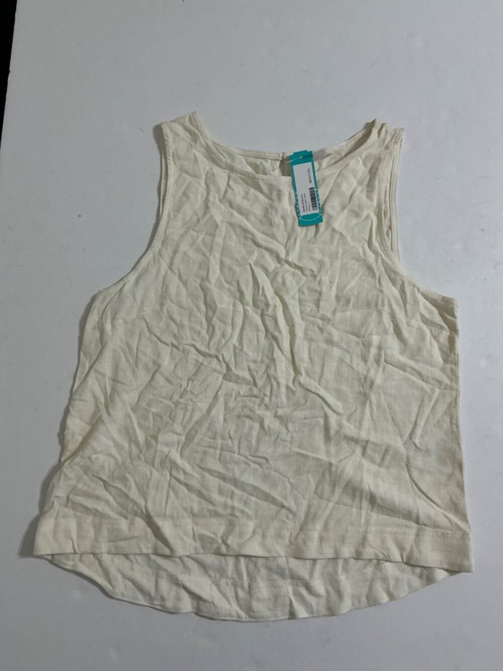 Market & Spruce Smith Linen Tank Top Women's L White Ivory Sleeveless Blouse NWT
